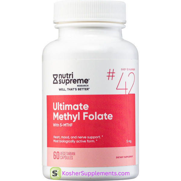 Nutri Supreme Ultimate Methyl Folate 5mg kosher vitamins supplement bottle
